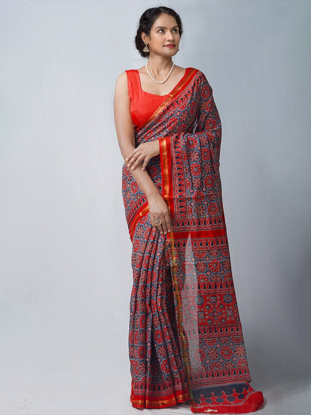 

Unnati Silks Zari Pure Cotton Bhagalpuri Saree, Red