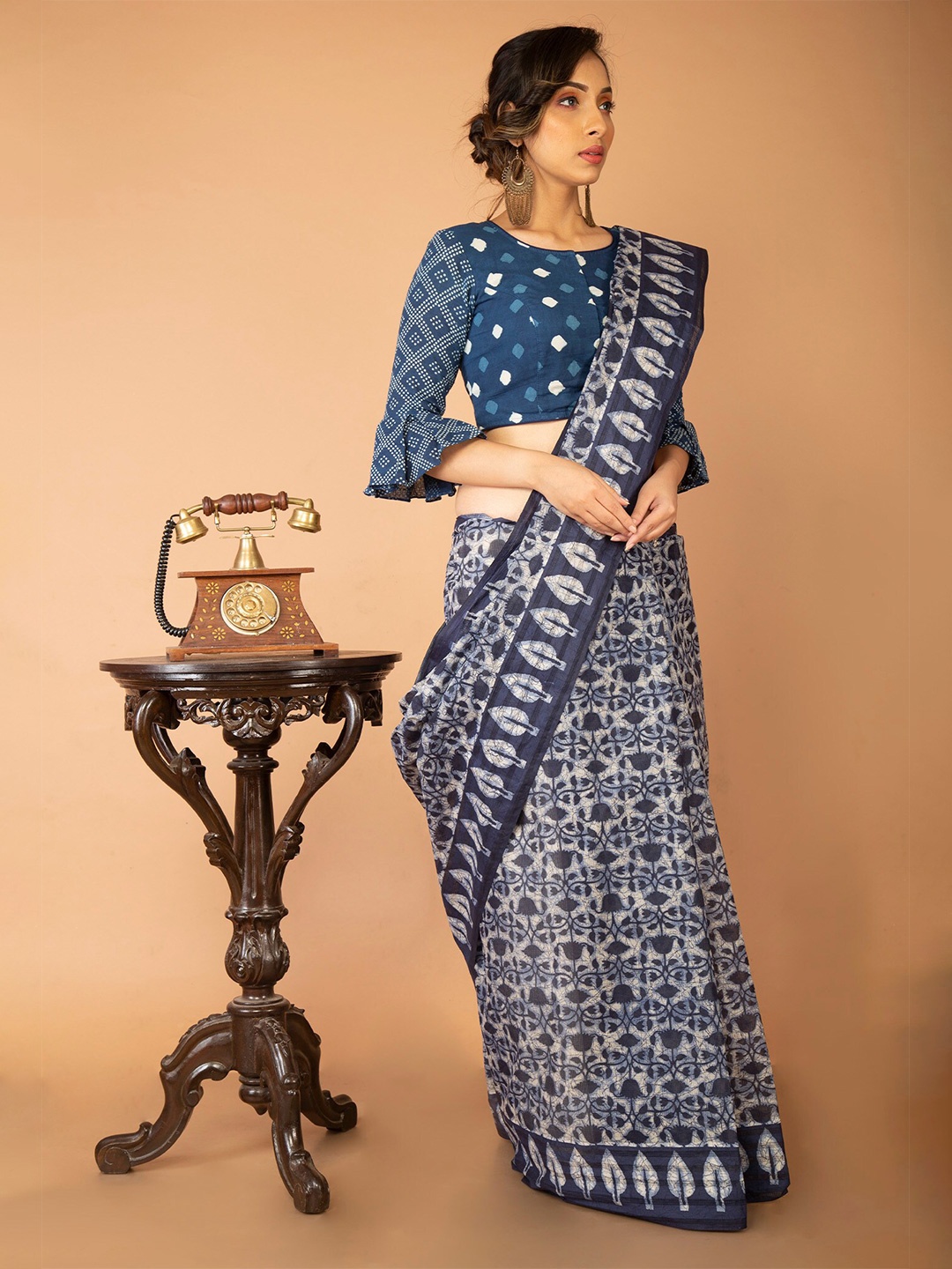 

Unnati Silks Batik Pure Cotton Kovai Saree, Blue