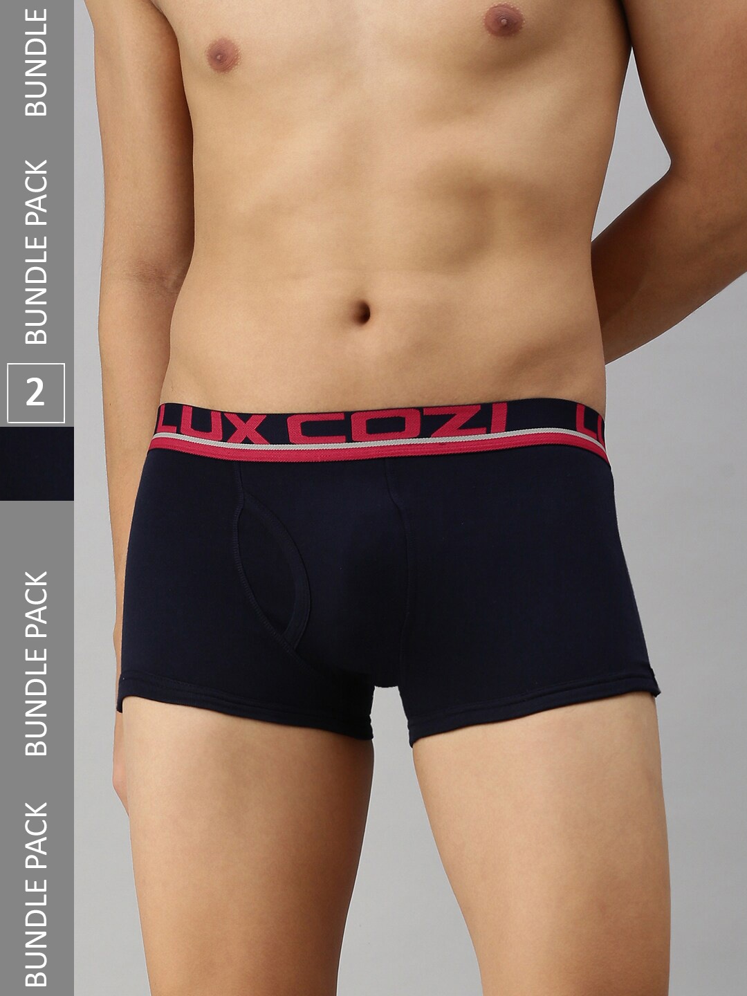 

Lux Cozi Men Pack Of 2 Outer Elastic Short Length Trunk, Navy blue