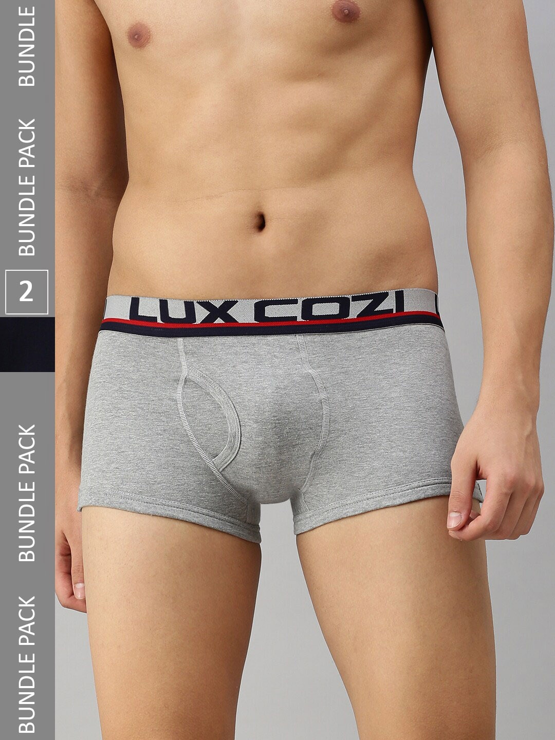 

Lux Cozi Men Pack Of 2 Outer Elastic Short Length Trunks, Navy blue