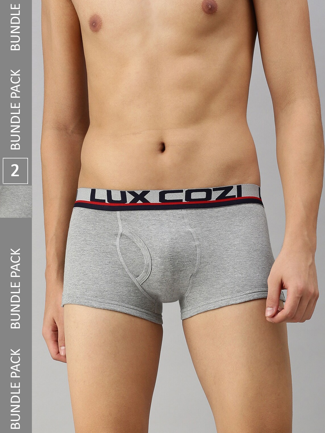 

Lux Cozi Men Pack Of 2 Trunks, Grey melange