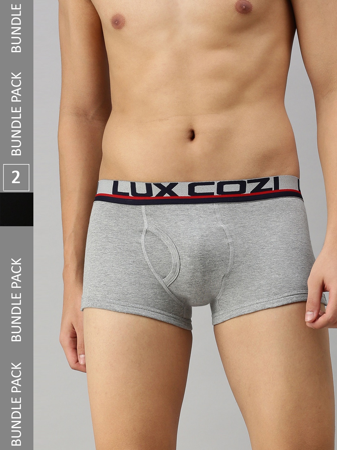 

Lux Cozi Men Pack Of 2 Outer Elastic Short Length Trunks, Black