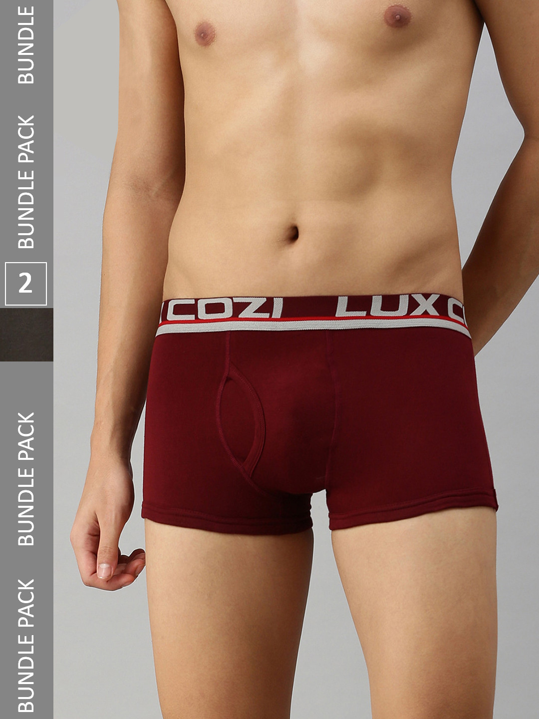 

Lux Cozi Men Pack Of 2 Outer Elastic Short Length Trunks, Maroon