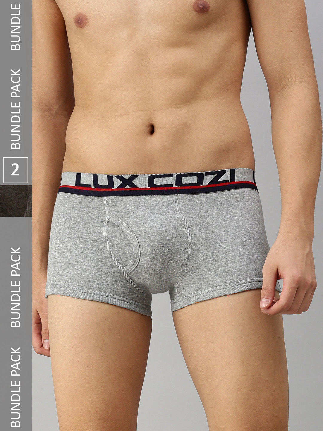 

Lux Cozi Men Pack Of 2 Trunks, Grey melange