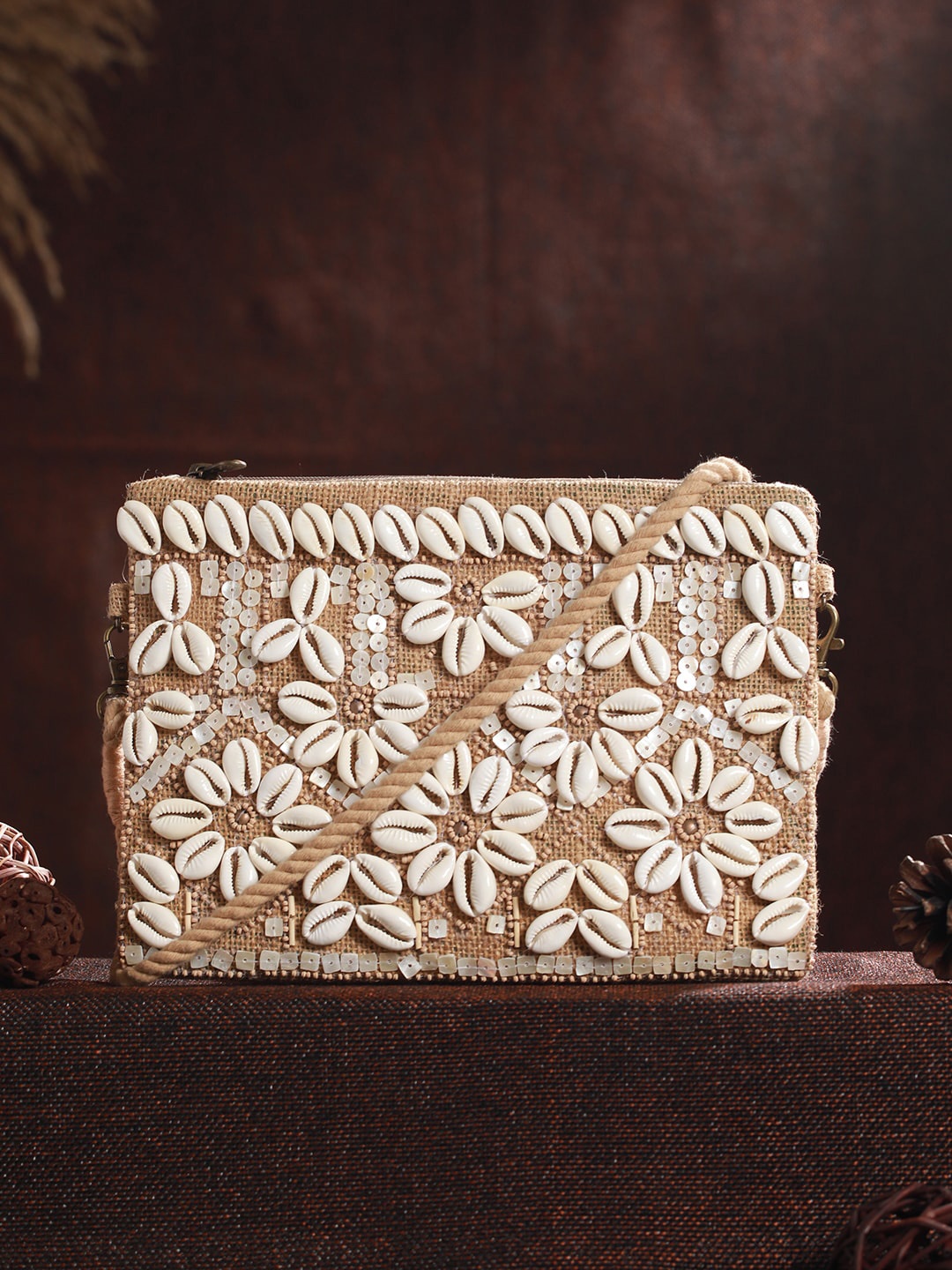 

Priyaasi Floral Structured Sling Bag, Brown