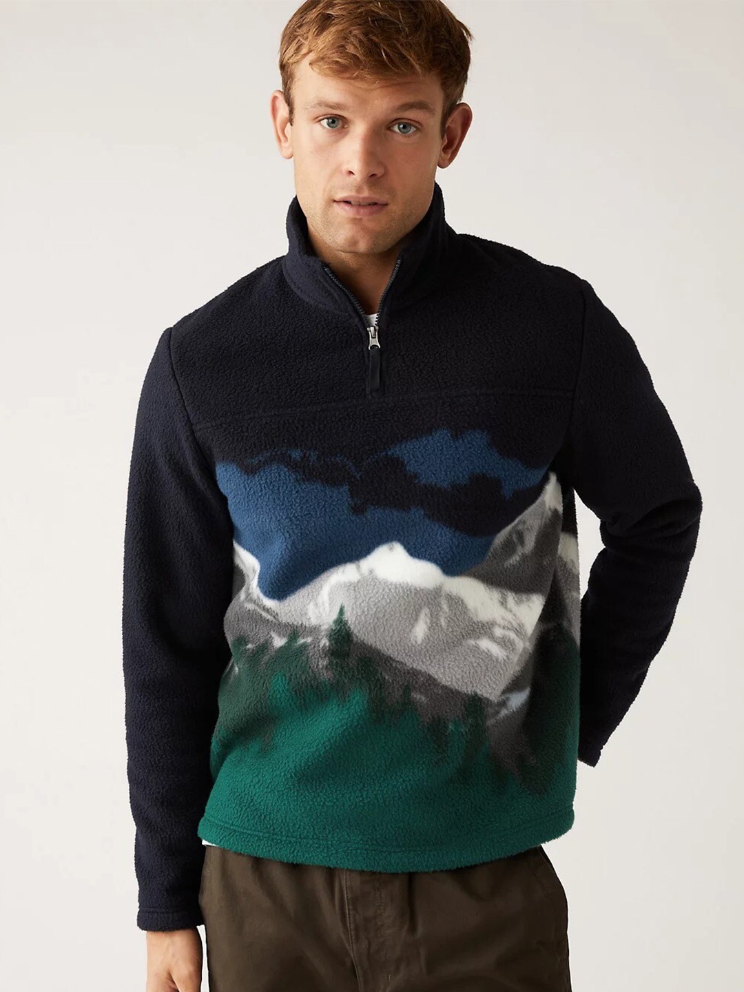 

Marks & Spencer Men Abstract Printed Pullover Sweatshirt, Navy blue