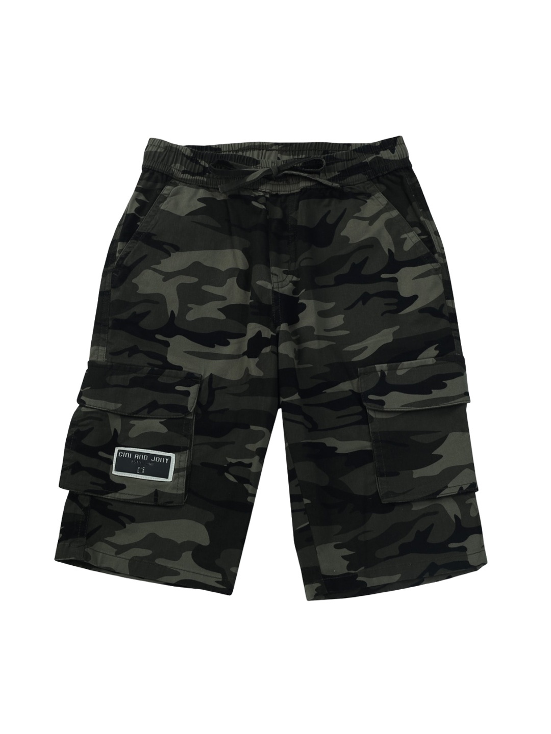 

Gini and Jony Boys Camouflage Printed Cotton Cargo Shorts, Navy blue