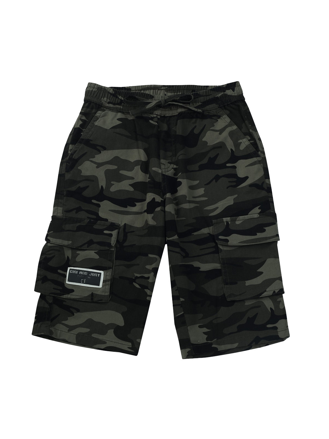 

Gini and Jony Boys Camouflage Printed Cotton Cargo Shorts, Navy blue