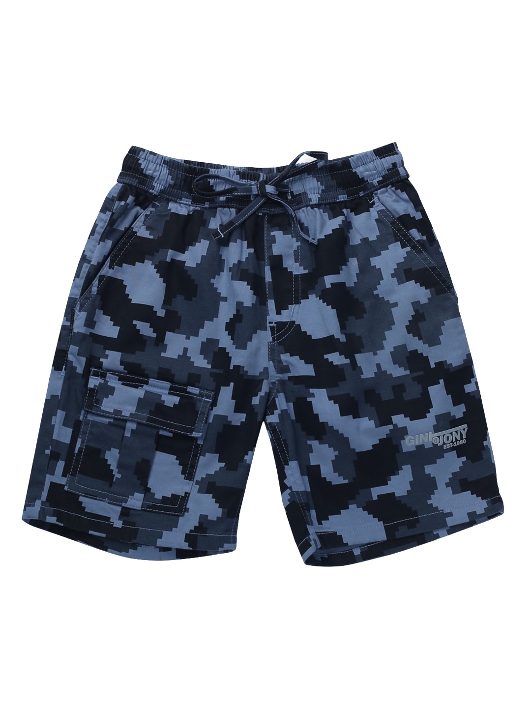 

Gini and Jony Boys Camouflage Printed Cotton Shorts, Black