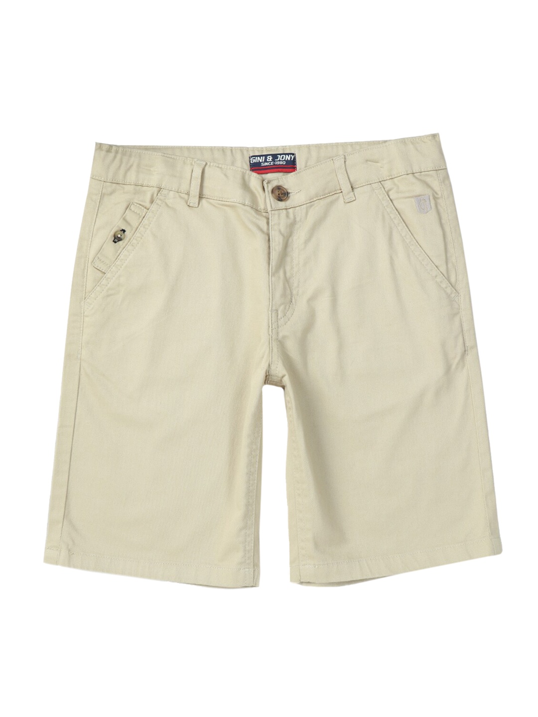 

Gini and Jony Boys Cotton Mid-Rise Above Knee Chino Shorts, Beige