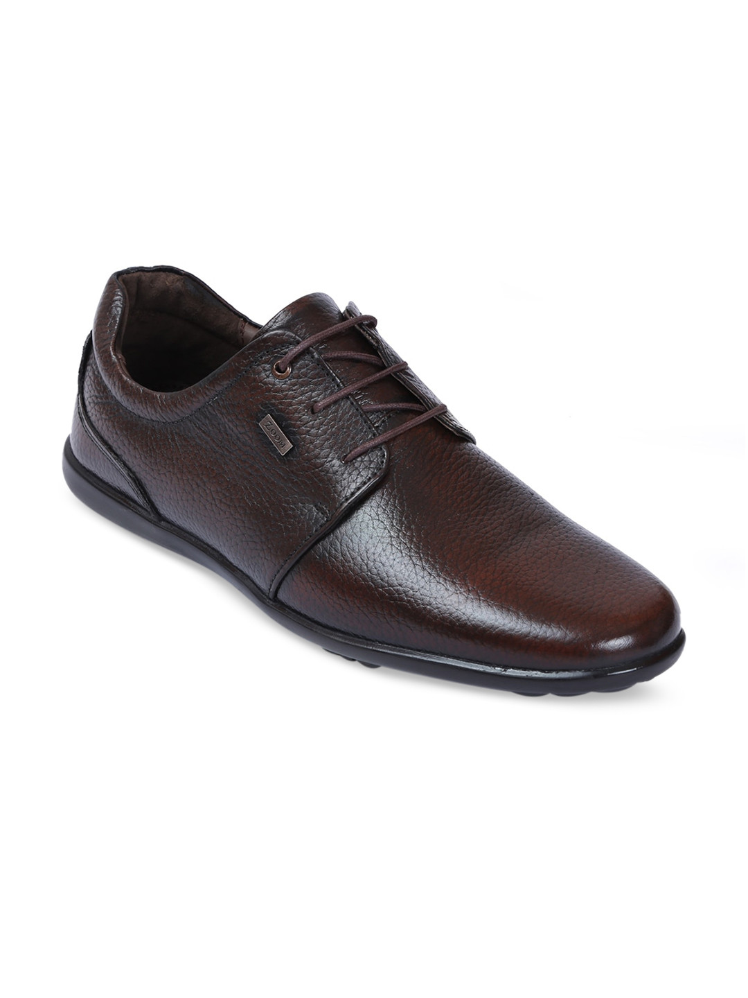 

Zoom Shoes Men Textured Leather Derbys, Brown