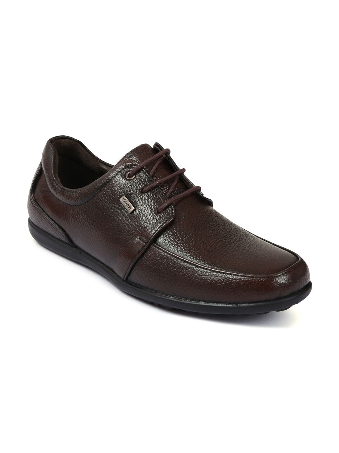 

Zoom Shoes Men Textured Leather Derbys, Brown