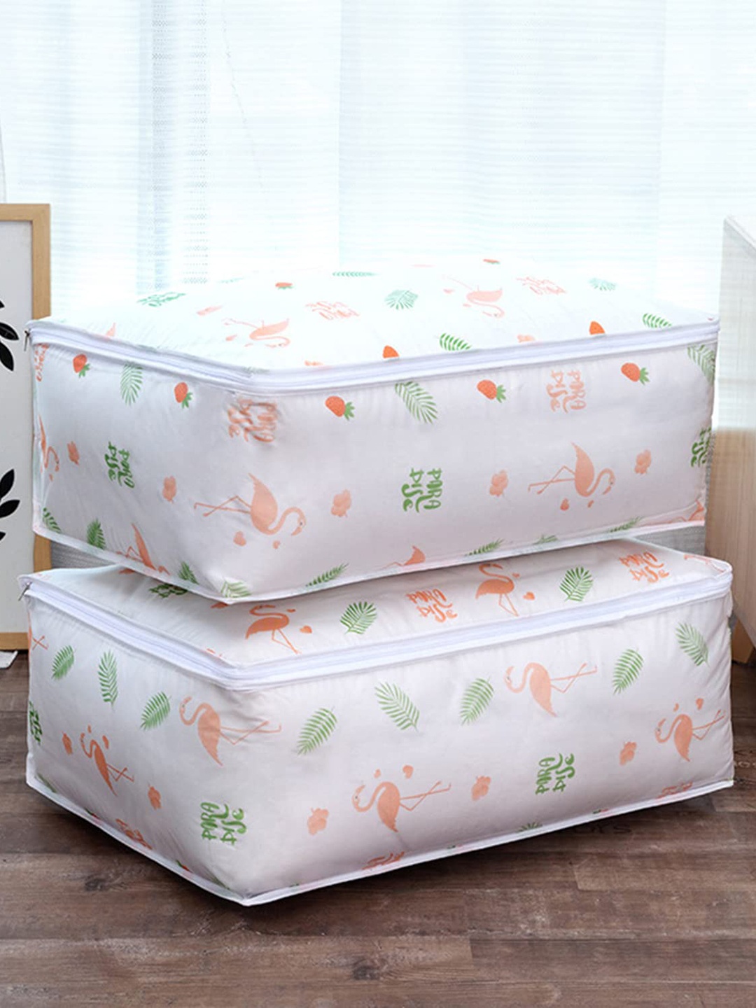 

HOUSE OF QUIRK Red & White Set Of 2 Printed Oversized Organisers