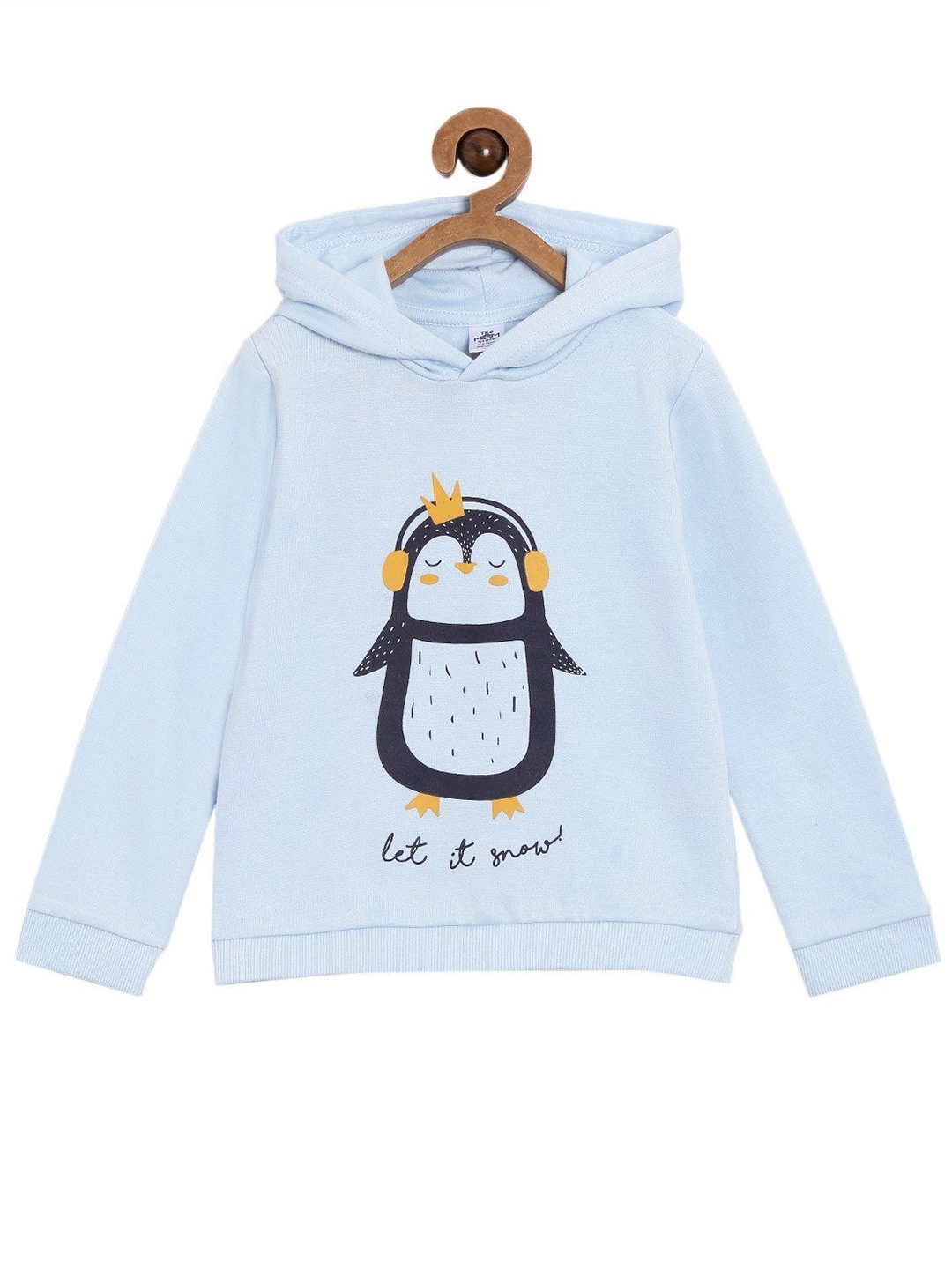 

The Mom Store Kids Blue Printed Hooded Sweatshirt