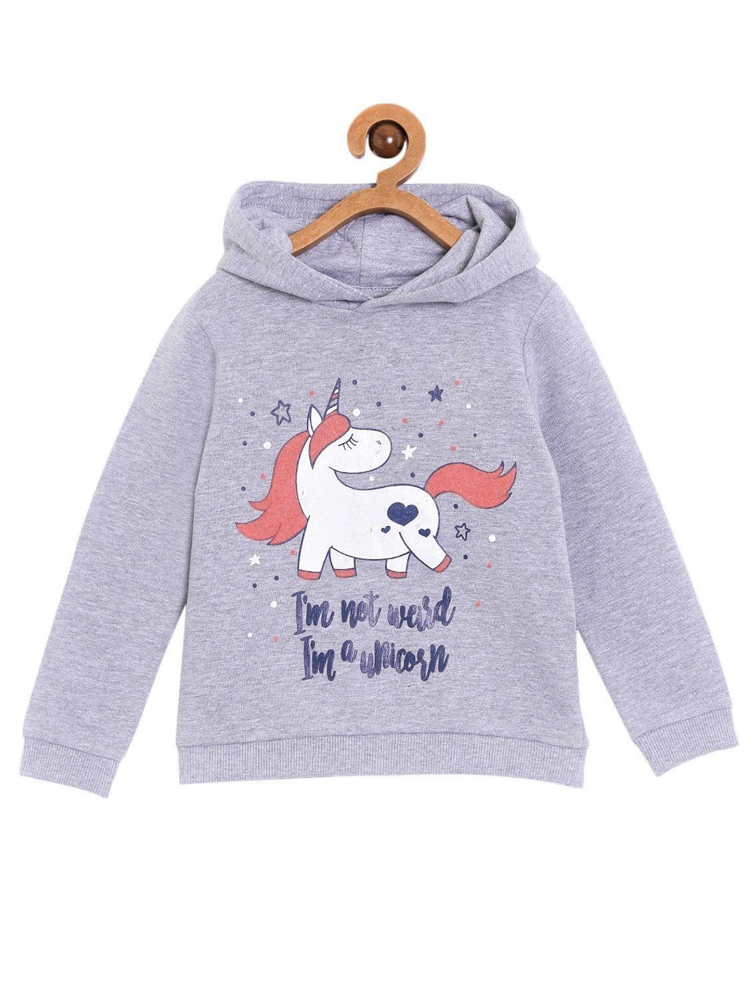 

The Mom Store Kids Printed Hooded Cotton Sweatshirt, Grey