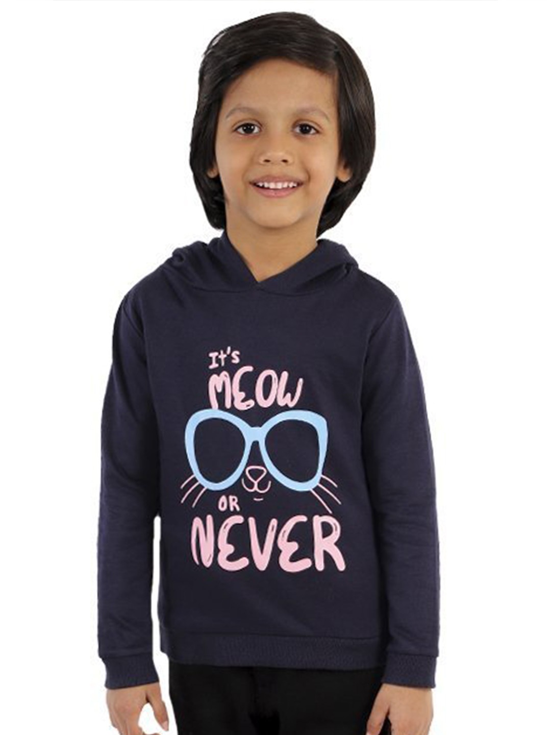 

The Mom Store Kids Black Printed Hooded Cotton Sweatshirt