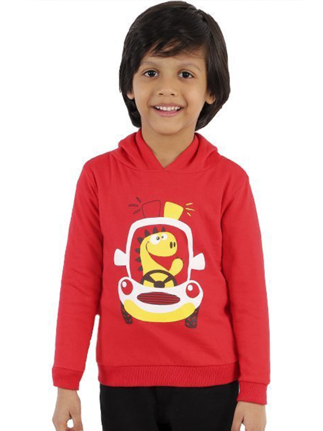 

The Mom Store Kids Printed Hooded Sweatshirt, Red