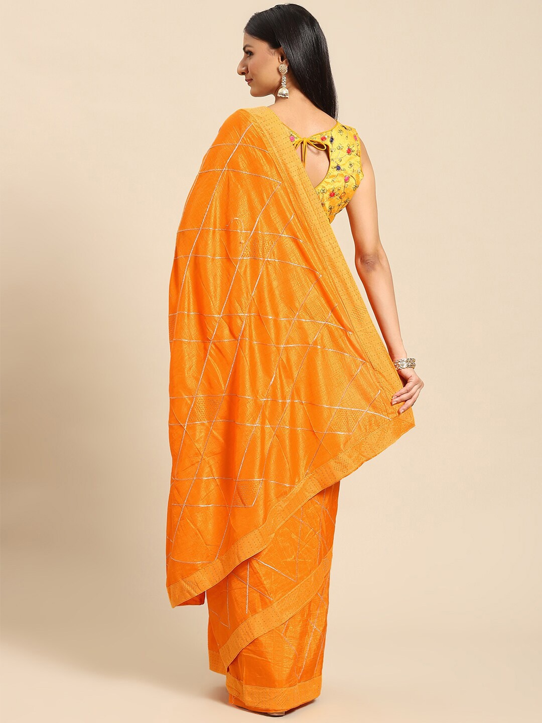 

Mitera Emblished Sequinned Saree, Orange