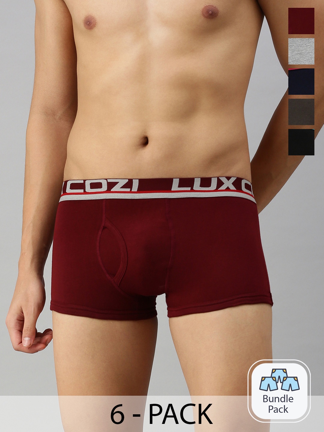 

Lux Cozi Men Pack Of 5 Trunks, Maroon