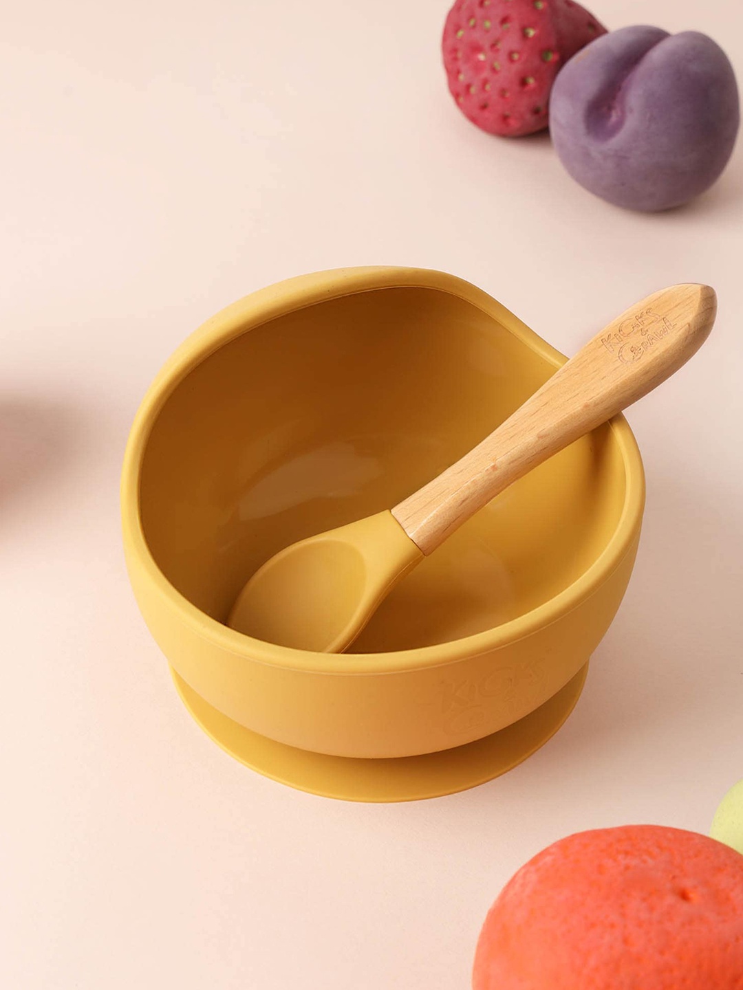 

KICKS & CRAWL Kids Yellow Silicone Bowl & Spoon Set