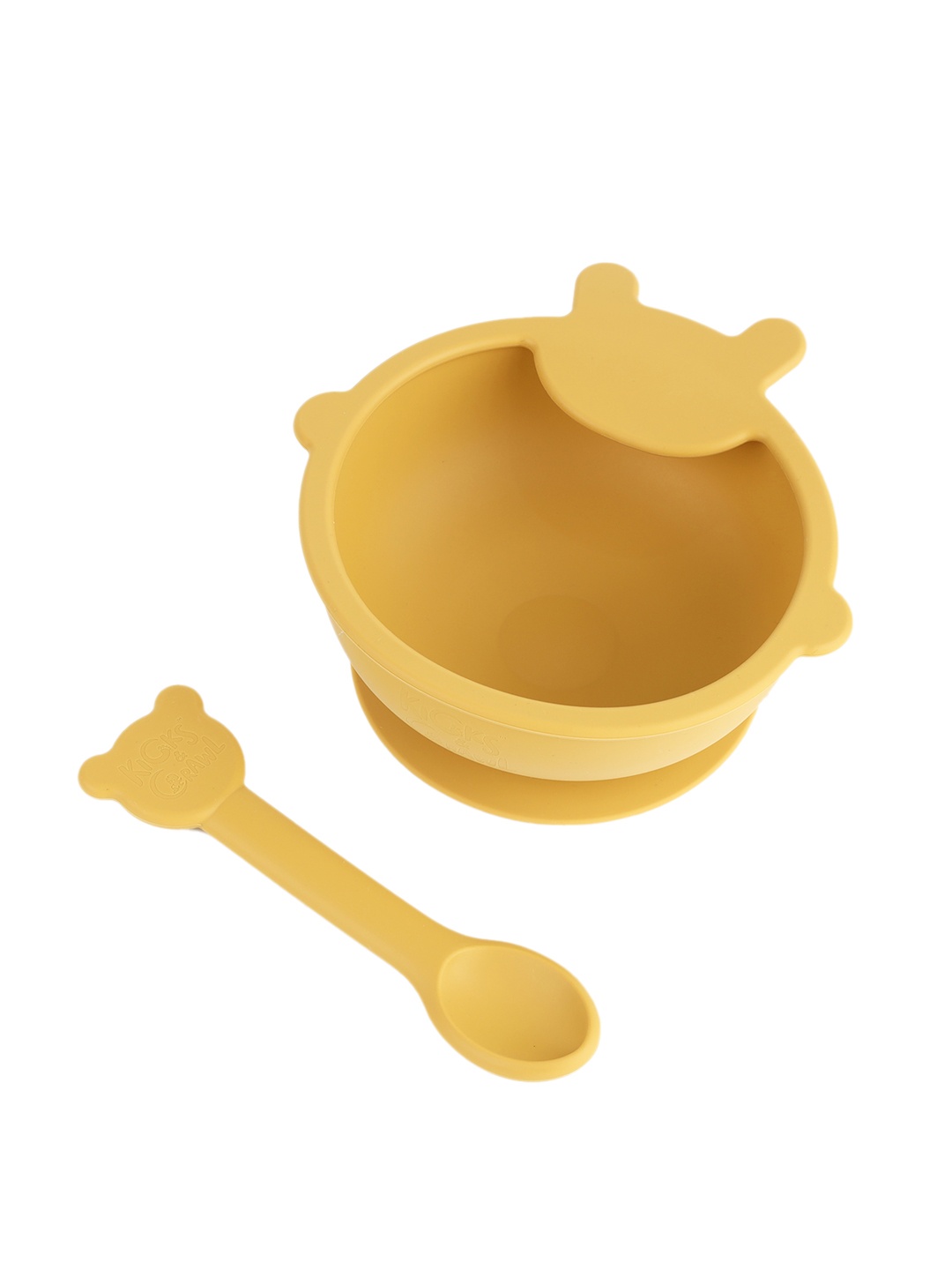 

KICKS & CRAWL Kids Yellow Baby Bear Silicone Bowl & Spoon Set