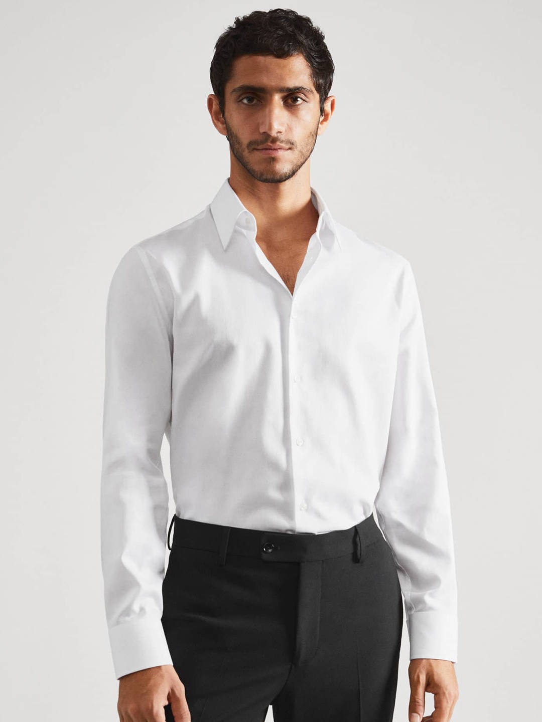 

MANGO MAN Cotton Easy Iron Regular Fit Formal Shirt, White