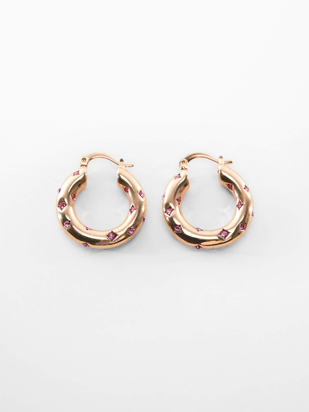 

MANGO Stone-Studded Circular Hoop Earrings, Gold