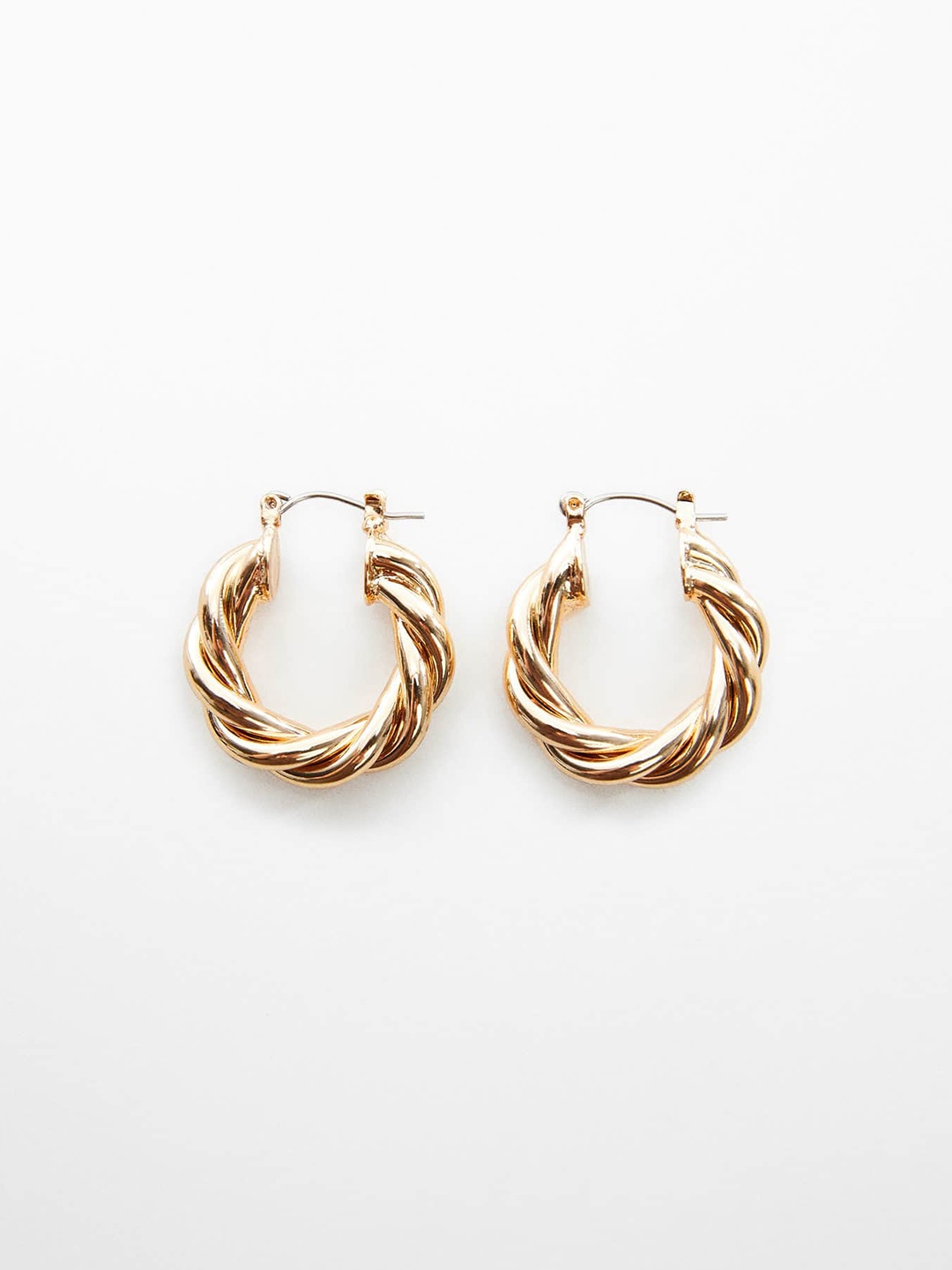 

MANGO Twisted Detail Circular Hoop Earrings, Gold
