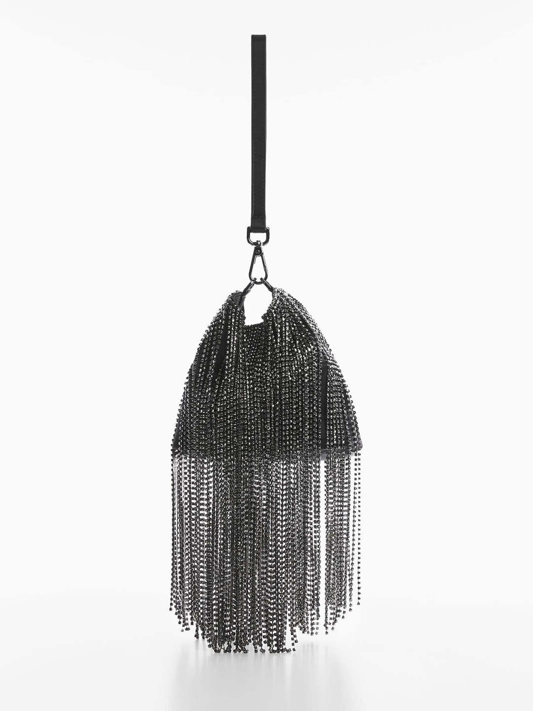 

MANGO Women Embellished Structured Sling Bag, Black