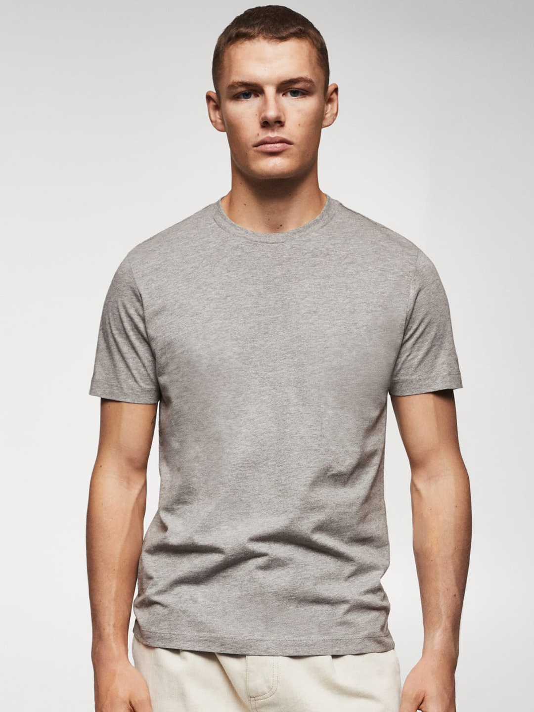 

MANGO MAN Slim Fit Sustainable T-shirt, Grey melange