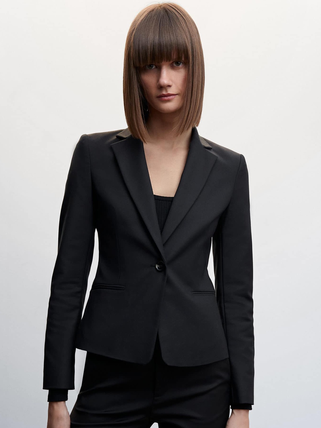 

MANGO Sustainable Slim Fit Single Breasted Blazer, Black