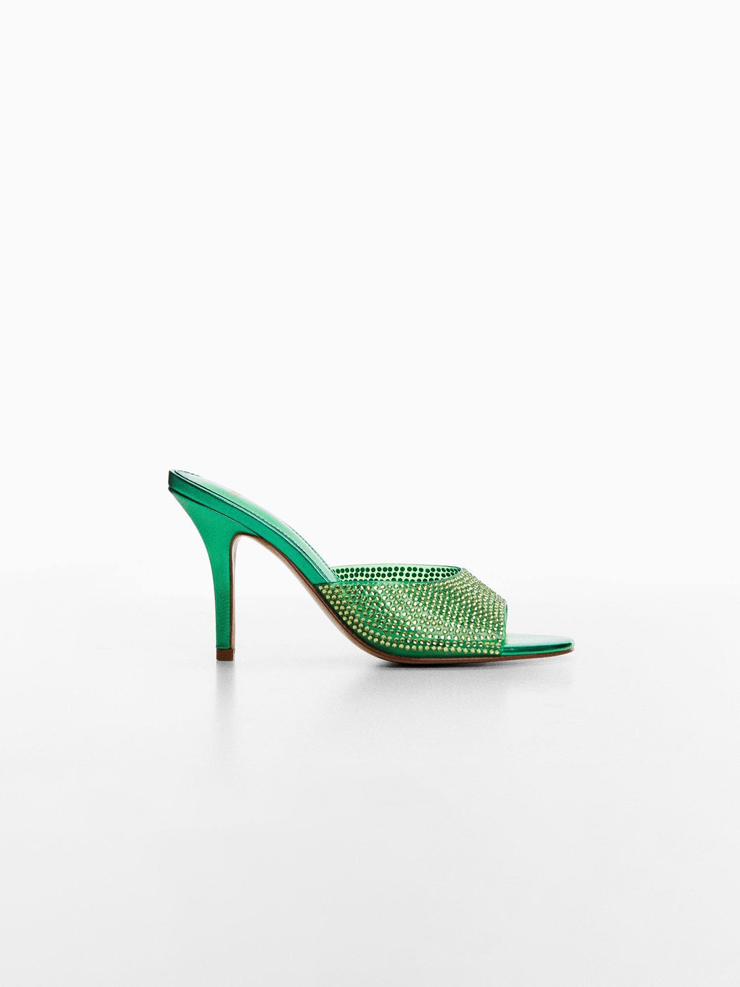 

MANGO Rhinestone Embellished Party Slim Heels, Green