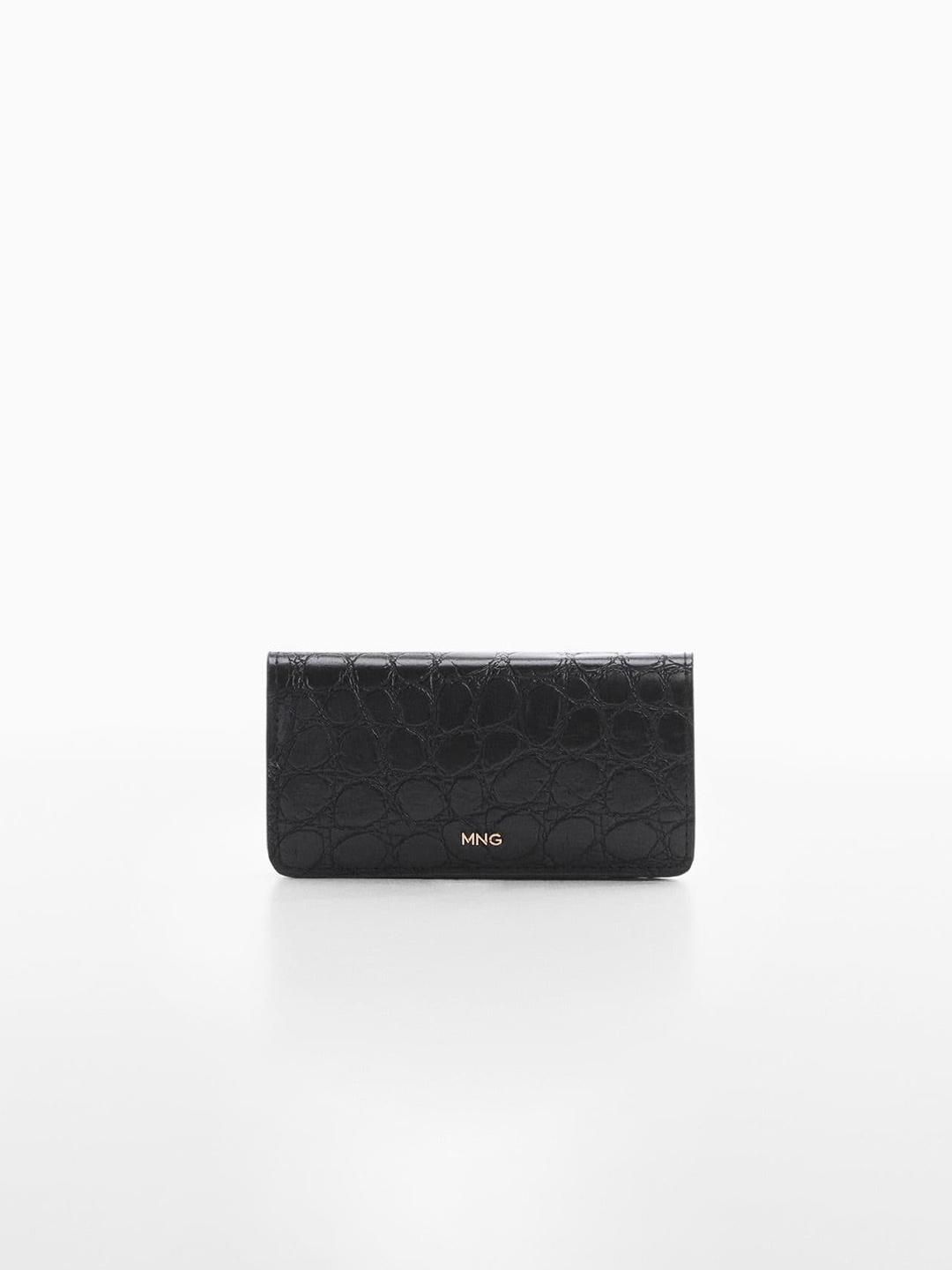 

MANGO Women Black Geometric Textured PU Envelope