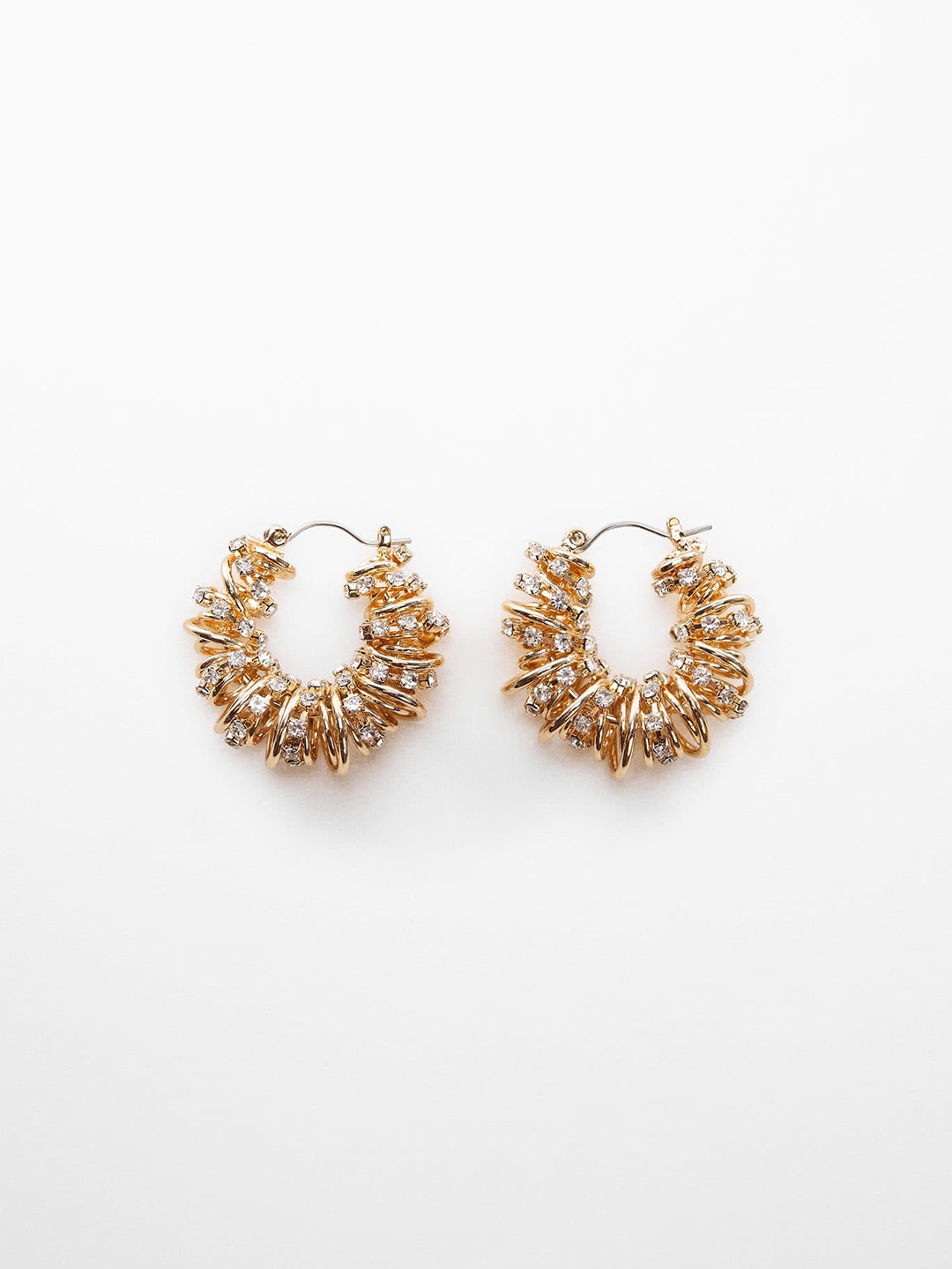 

MANGO Stone-Studded Circular Hoop Earrings, Rose gold