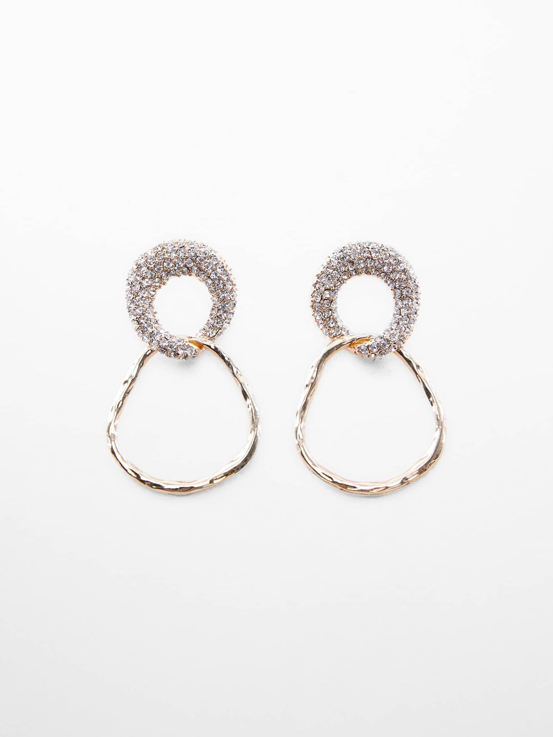

MANGO Stone-Studded Quirky Drop Earrings, Gold