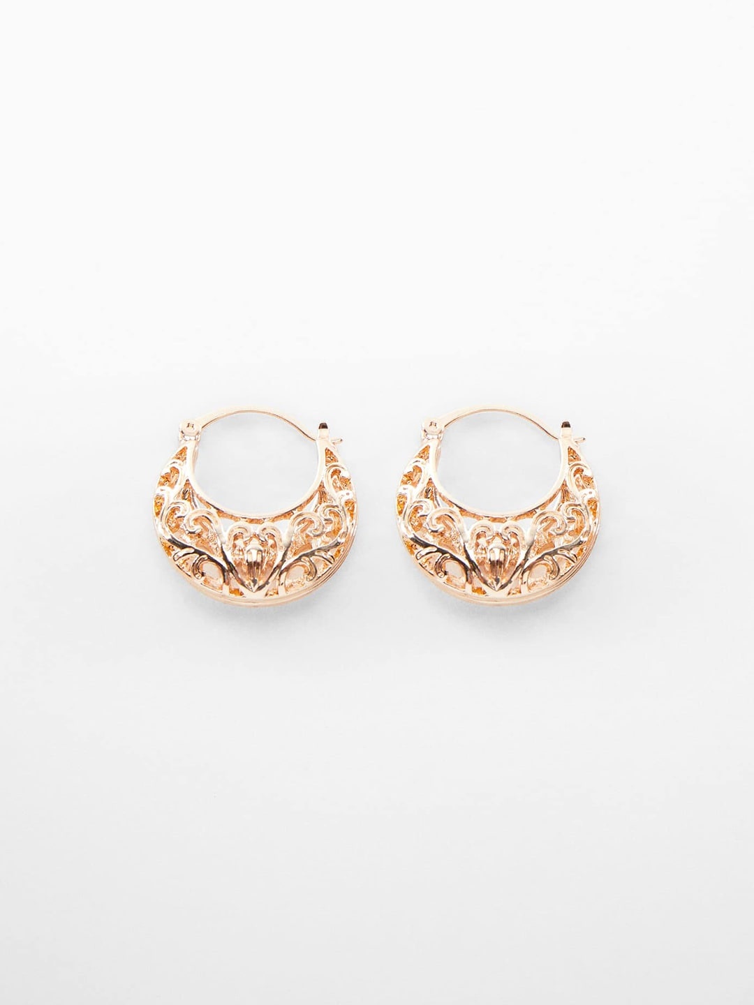 

MANGO Crescent Shaped Half Hoop Filigree Earrings, Gold