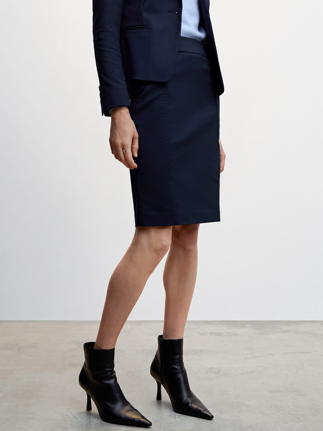 

MANGO Sustainable Pencil Skirt, Navy blue