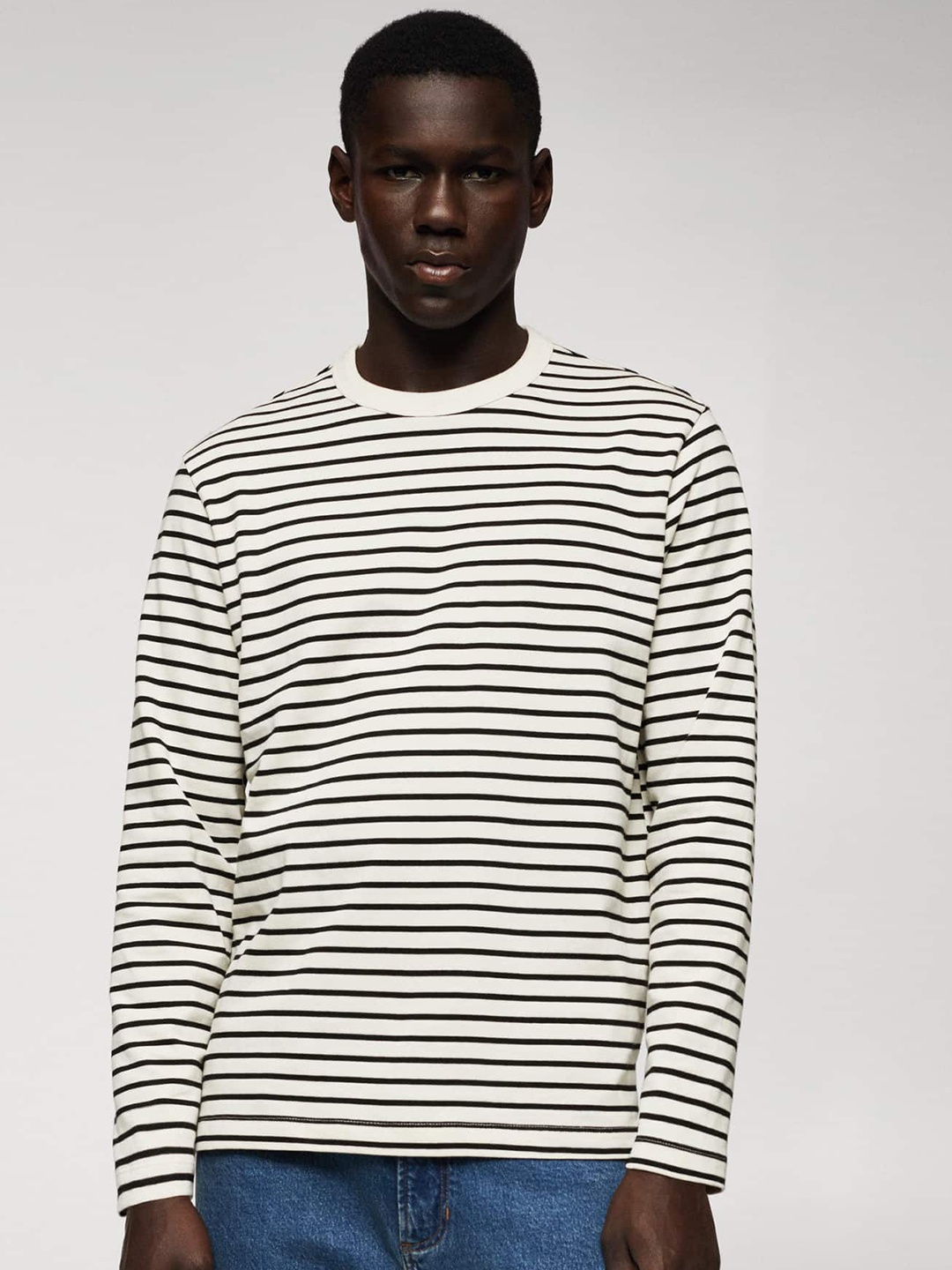 

MANGO MAN Striped Sustainable Cotton T-shirt, White