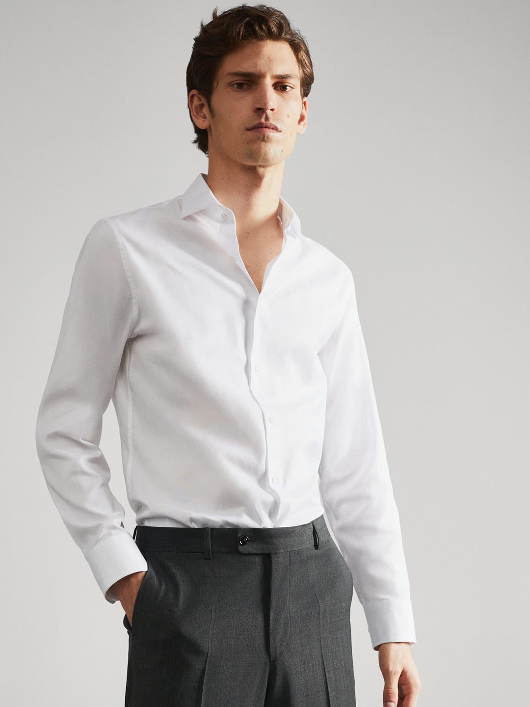 

MANGO MAN Sustainable Cotton Slim Fit Semiformal Shirt, White