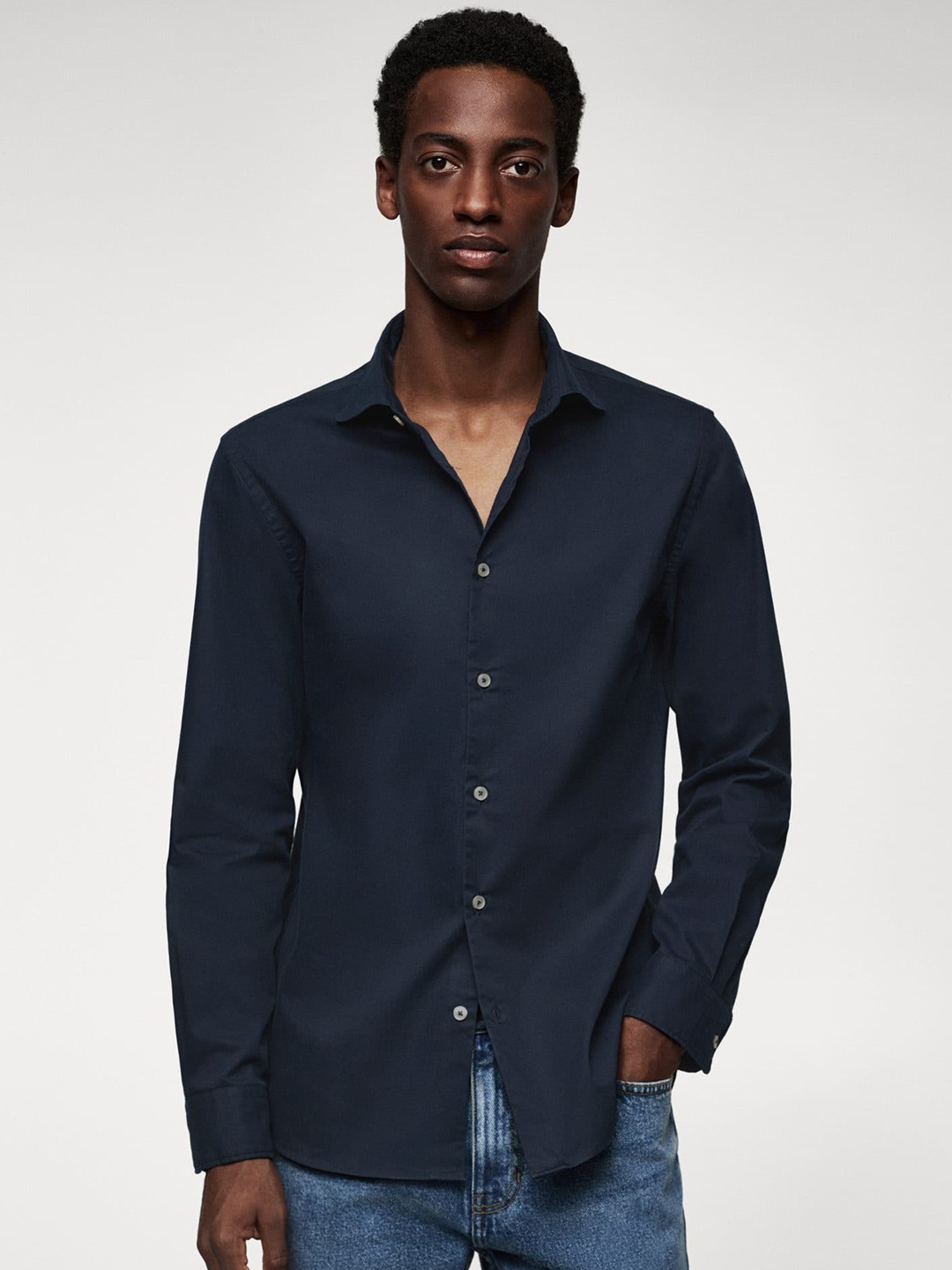 

MANGO MAN Slim Fit Sustainable Casual Shirt, Navy blue