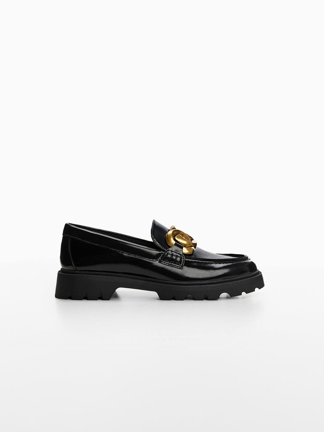 

MANGO Women Chain Detail Loafers, Black
