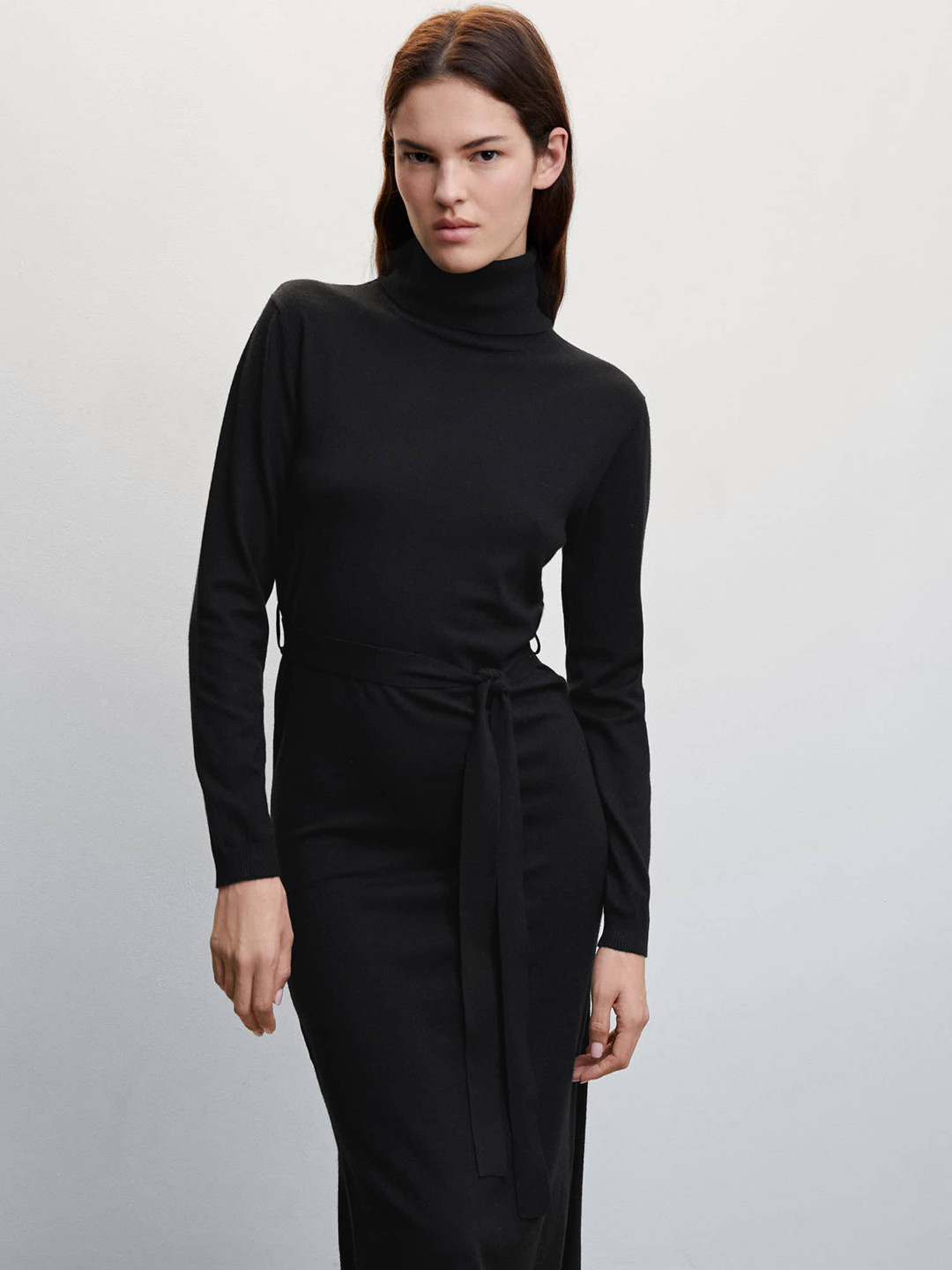 

MANGO Valentine Collection Bodycon Midi Dress With Belt, Black