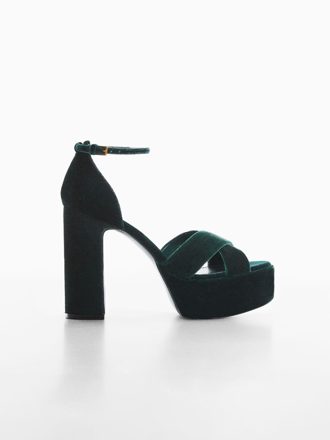 

MANGO Velvet Platform Heels, Green