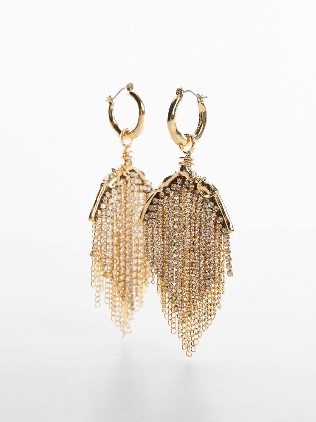 

MANGO Stone-Studded Chandelier Drop Earrings, Gold