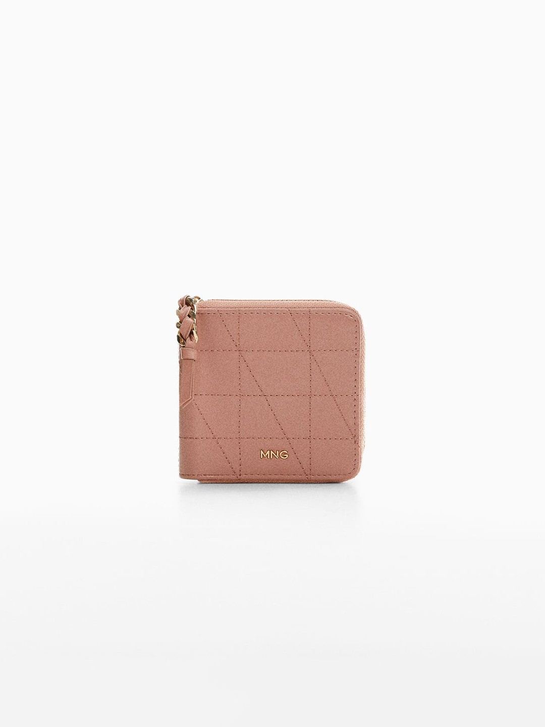 

MANGO Women Self Design Zip Around Wallet, Rose