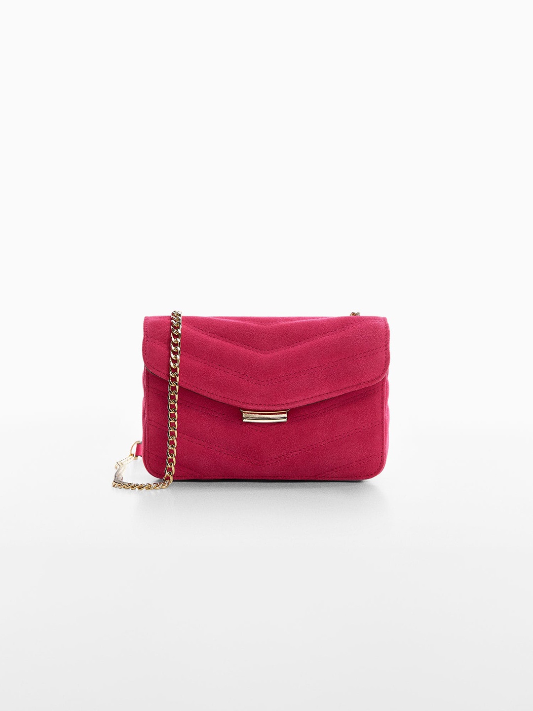 

MANGO Women Leather Quilted Sustainable Sling Bag, Fuchsia