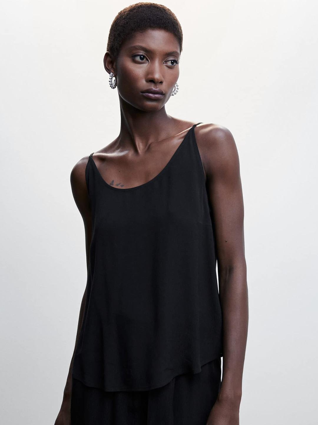 

MANGO Shoulder Strap Knitted Top, Black