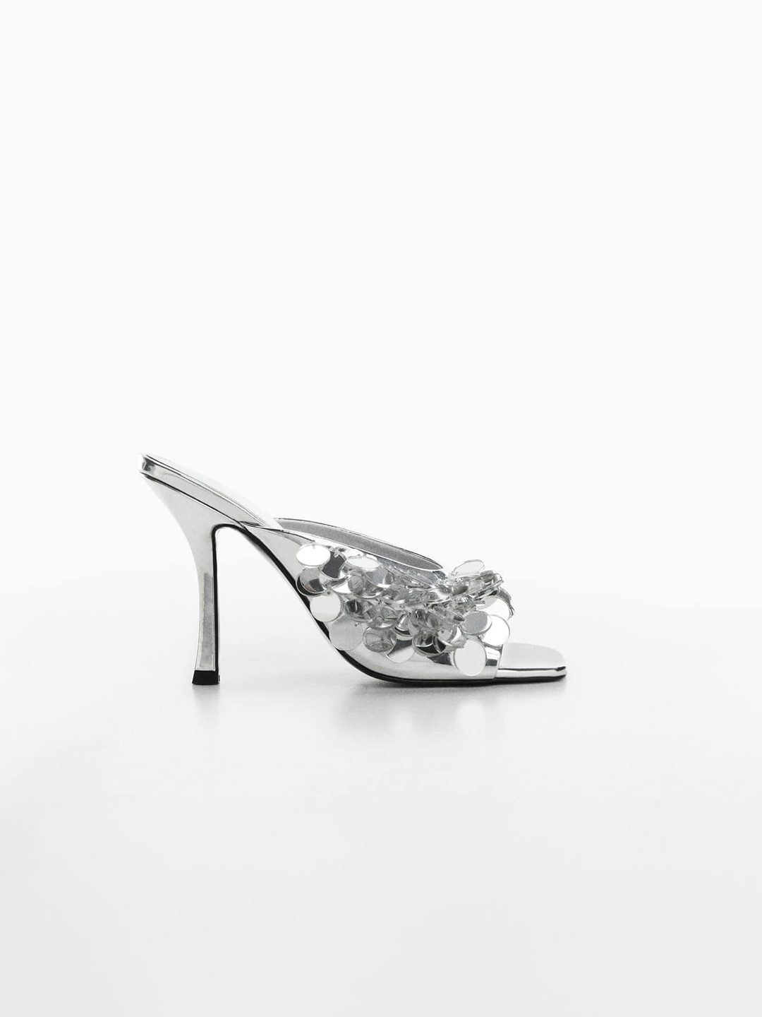 

MANGO Mirror Detail Party Stiletto Heels, Silver