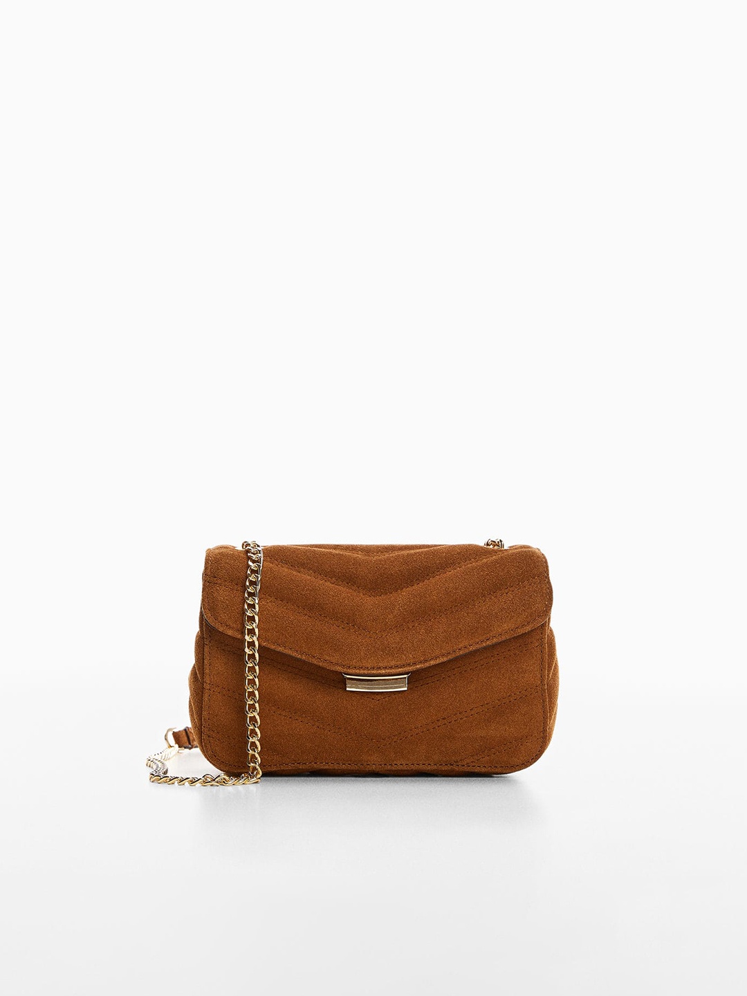 

MANGO Women Leather Textured Sustainable Sling Bag, Brown