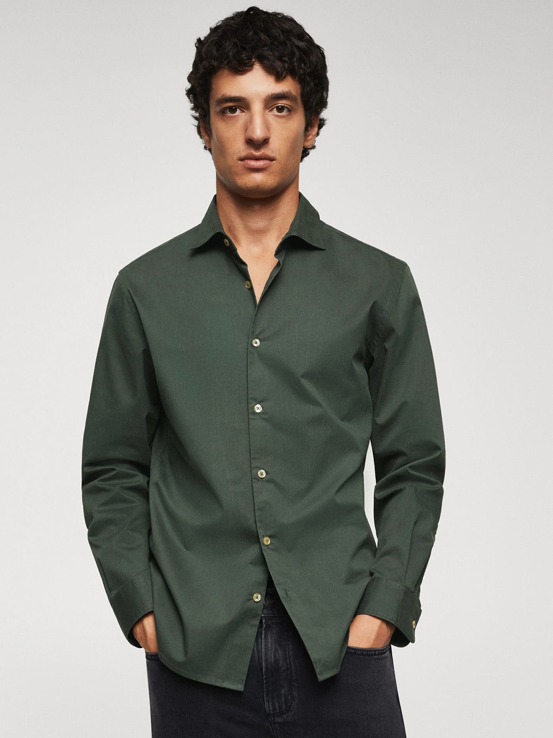 

MANGO MAN Sustainable Slim Fit Casual Shirt, Olive